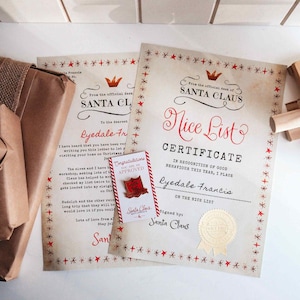 Santas offizielles schönes List-Set - Weihnachtsbrief, Nette-Liste-Zertifikat, Nette-Liste-Member Emaille Pin