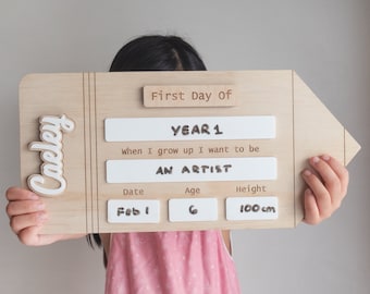 First Day Of School Sign (Pencil Design) - Children's Photo Prop, First Day Milestone, Back To School Board, Gifts for Kids