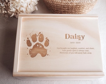 Personalized Pet Memorial Box – Engraved Wooden Keepsake