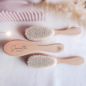 Personalised Wooden Baby Hairbrush: Soft Goat Bristles – Custom Baby Gift – Newborn Keepsake – Baby Shower Present – Gentle Brush