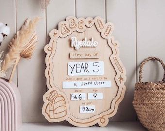 Personalized First and Last Day of School Board - Wooden Keepsake