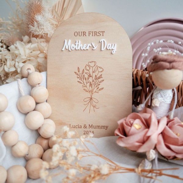 First Mother's Day Arch Wooden Plaque - Mother's Day Gift Mum and Baby, Gift for Mum