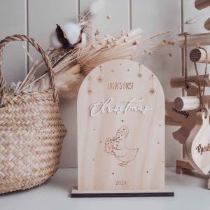 First Christmas Wooden Plaque - My First Christmas Plaque, Personalised Baby&#39;s First Christmas Milestone Sign, Christmas Baby Gift