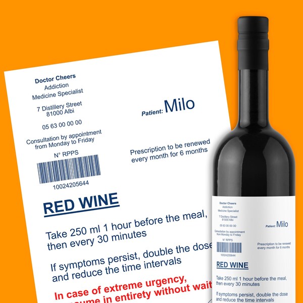 Customizable medical prescription wine bottle label to download