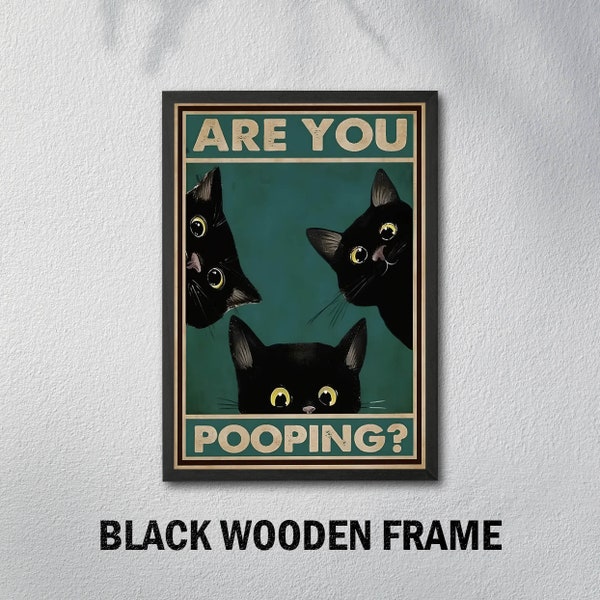 Bent u poepen kat print, kat afdrukbare badkamer decor, grappige badkamer poster, badkamer decor kunst aan de muur, grappige kat bent u poepen poster