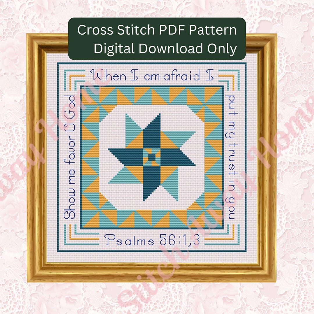Trust Cross Stitch Pattern: Pinwheel Quilt Block Inspired Design With ...