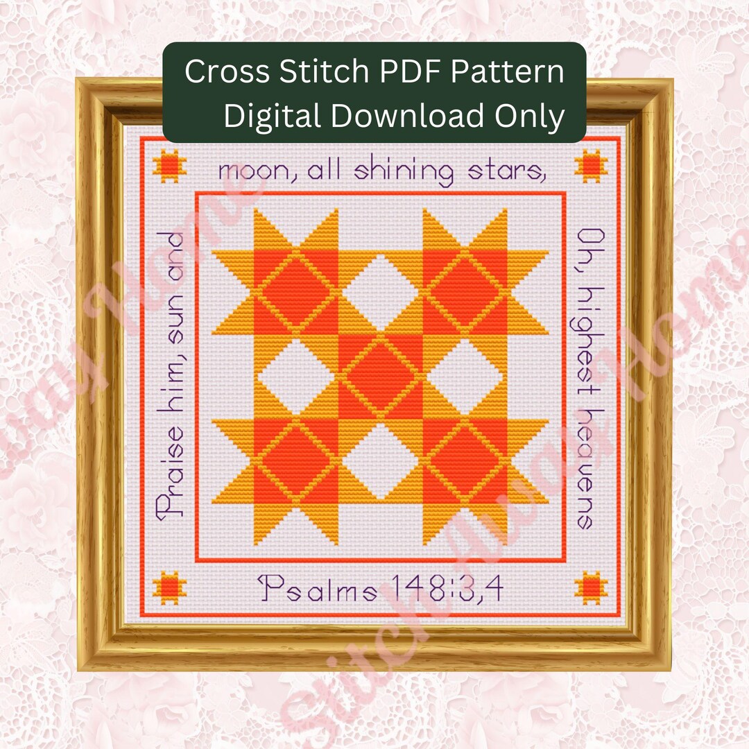 Praise Cross Stitch Pattern, Psalms Scripture, Colorful Cross Stitch ...