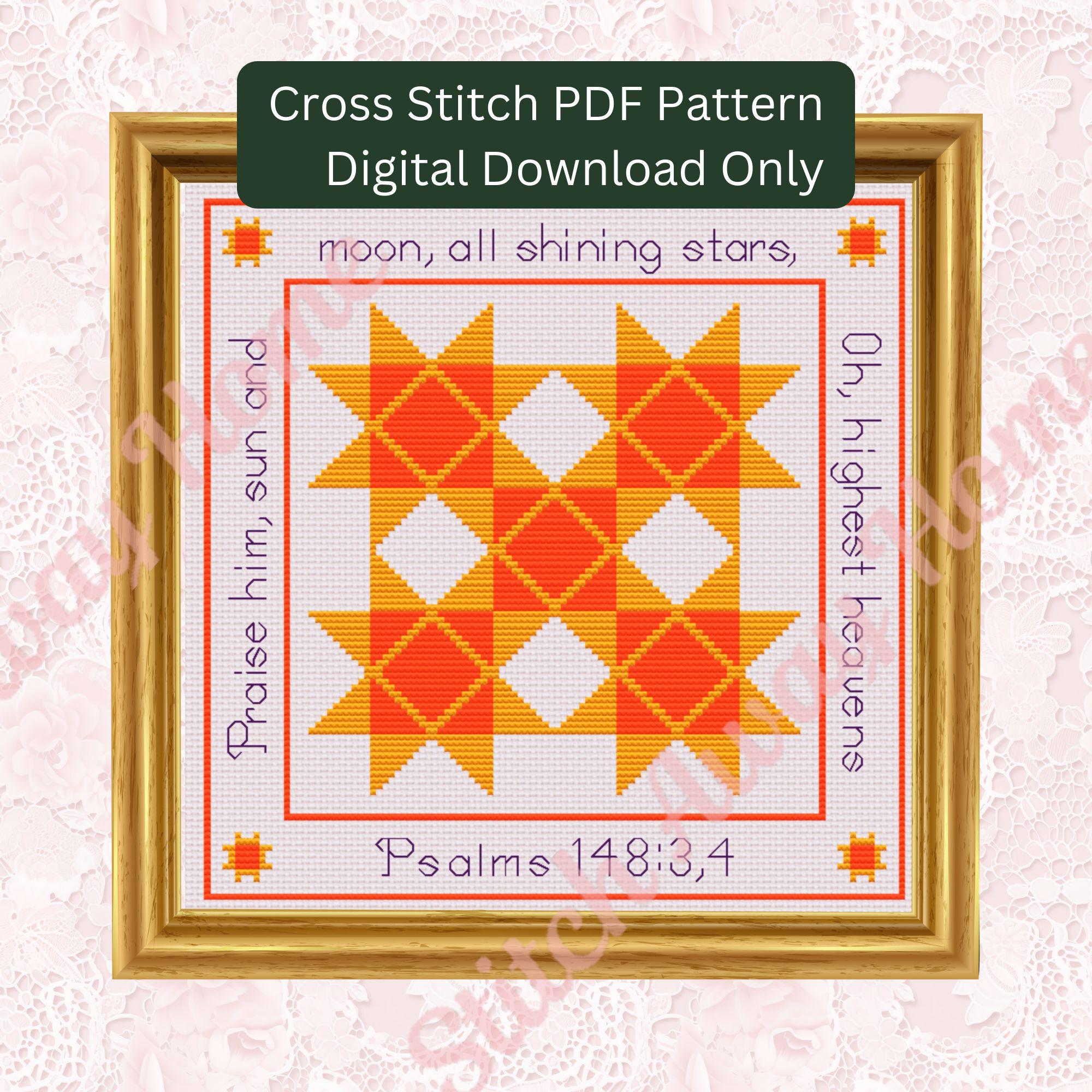Praise Cross Stitch Pattern, Psalms Scripture, Colorful Cross Stitch ...