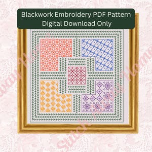 garden sampler, blackwork sampler, parterre garden, intricate hand embroidery, downloadable blackwork pattern, knot garden, garden blackwork