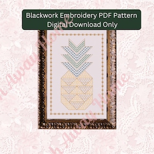 pineapple blackwork pattern, backstitch only, beginner blackwork,  pineapple embroidery, quilt inspired, folk art pineapple, download