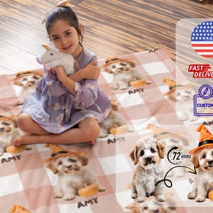 Personalized Pet Blanket, Custom Dog Portrait Plush Throw, Cat Picture Name Blanket, Pet Photo Gift, Dog Dad, Custom Pet Lover Gift,
