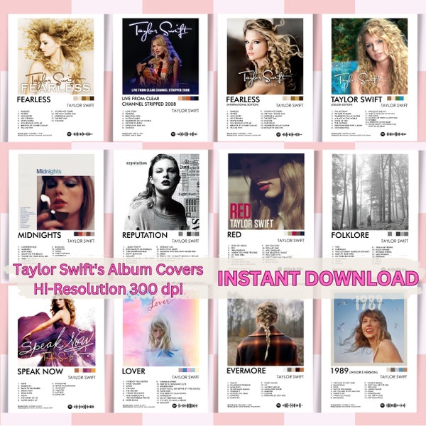 20+TS Album Poster Set, Taylor Swft Digital Art, Tylor Swift Album Cover Art, Taylor Swft Era Printables, Taylor's Vrsion