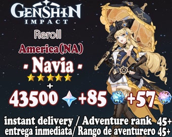 NA Instant Delivery | America Server | 43500+ Primogems | Genshin Impact Navia AR45+