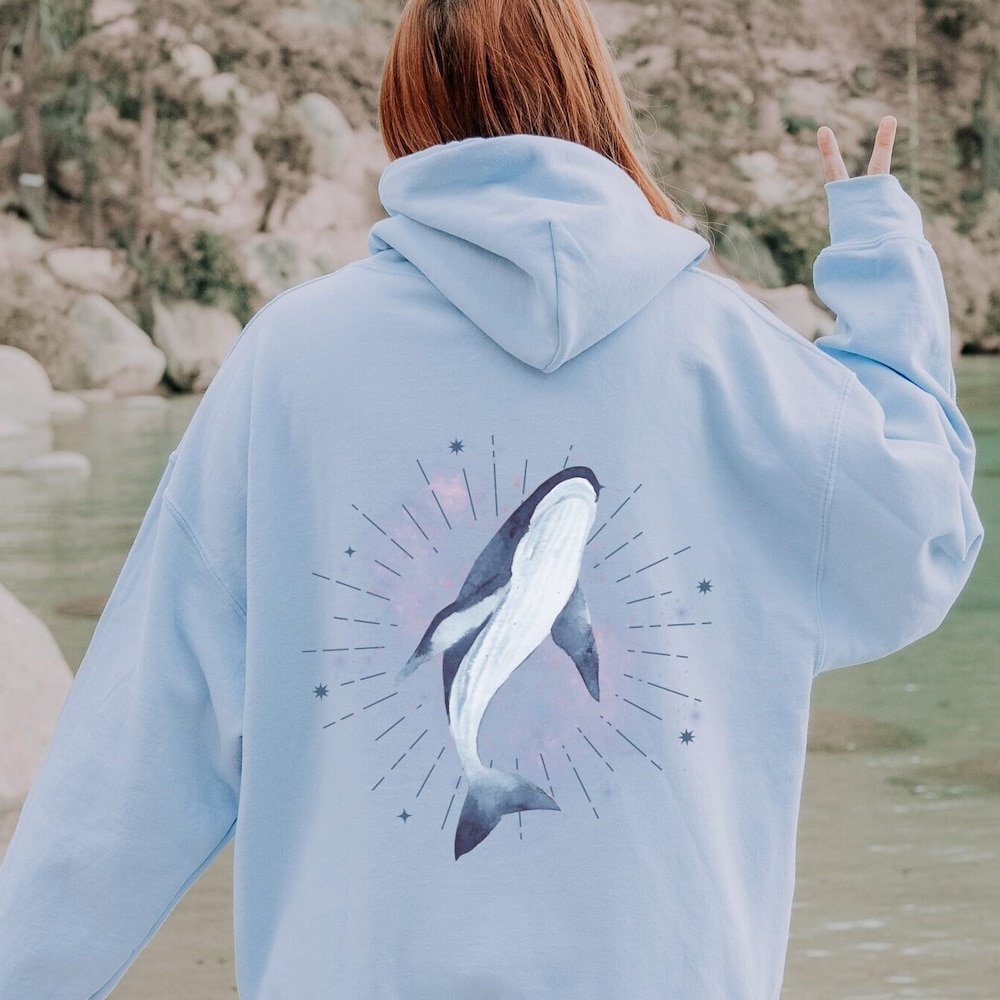 Ocean Inspired Style Hoodie Coconut Girl Hoodie Ocean Beach Hoodie Beachy Hoodies Coconut Girl Clothes Whale Hoodie Ocean Animal Hoodie