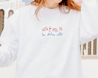 Sweat La Dolce Vita Old Money Esthétique Tomate Fille Sweat D'été Sweat Poisson En Conserve Sweat Sardines Pull Dolce Vita