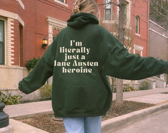 Sudadera con capucha de Jane Austen, regalo de Jane Austen, sudadera con capucha para amantes de los libros, sudadera con capucha para lectores de romance, regalo para amantes de los libros, sudadera con capucha retro para amantes de los libros, regalo de lectura, chica del centro