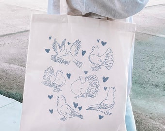 Pigeon Tote Bag Pigeon Gifts Naturecore Tote Bag Bird Tote Oddly Specific Tote Bag Gen Z Tote Gift For Birders Bird Nerd Granola Girl Tote