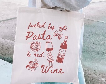 Fueled By Red Wine And Pasta Tote Bag Tomato Girl Tote Bag Tomato Girl Summer Tote Pasta Lover Tote Pasta Gifts Cook Tote Gen Z Tote Bag