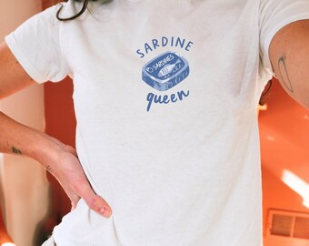 Tinned Fish Baby Tee Sardines Baby Tee Tomato Girl Summer Downtown Girl Tomato Girl Aesthetic Tomato Girl Baby Tee Gen Z Shirt 90s Baby Tee