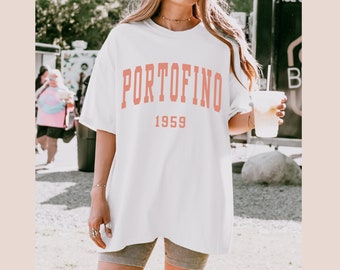 Koszula Portofino, koszula Varsity Letter, koszula Italy, koszula Old Money Aesthetic Riviera, koszula Coastal Granddaughter, koszula Tomato Girl Summer Shirt
