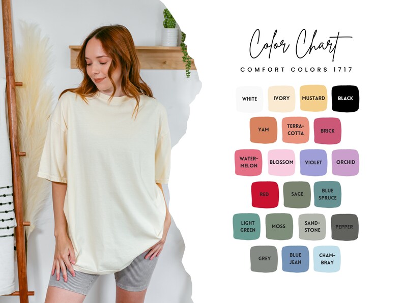 May include: Color chart with 17 different colors, labeled with names like "White", "Ivory", "Mustard", "Black", "Water-Melon", "Red", "Sage", "Light Green", "Grey", "Blue Jean", "Cham-Bray", and "Pepper".