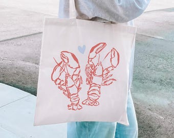 Lobster Tote Fisherman Aesthetic Eastcoast Tote Bag Coastal Grandma Bag Coastal Granddaughter Tote Coquette Tote Oceancore Bag Seafood Lover