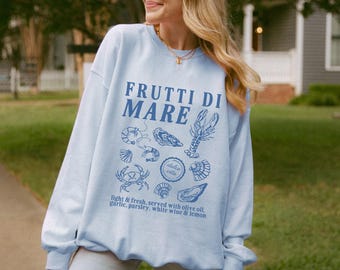 Felpa Dolce Vita Felpa Ostrica Granchio Felpa Gambero Aragosta Estetica Pescatore Oceancore Costiera Nipote La Dolce Vita