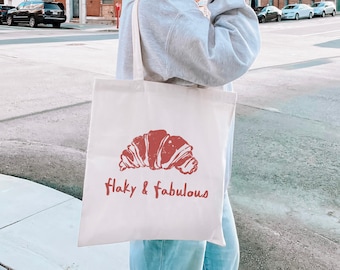 Croissant Tote Bag Francais Tote Bag Croissant Tote Tomato Girl Summer Brunch Tote Bag French Pastries Tote Paris European Summer Tote