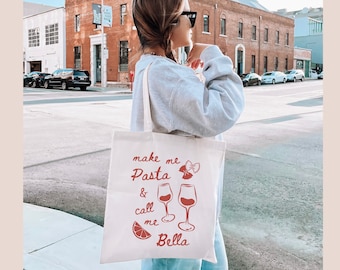 Pasta Tote Bag Ciao Bella Tote Bag Farfalle Tote Tomato Girl Tote Bag Tomato Girl Summer Tote Pasta Lover Tote Bag Pasta Gifts Cook Tote Bag