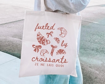 Croissant Tote Bag Francais Tote Bag Croissant Tote Tomato Girl Summer Brunch Tote Bag French Pastries Tote Paris Coquette Bow Tote Bag