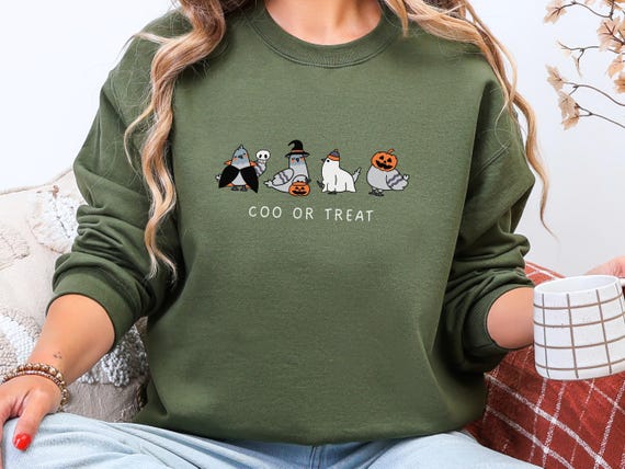 Pigeon Sweatshirt Halloween Pigeons Sweatshirt Pigeon Gifts Gift For Birders Halloweenshirt Animal Witch Hat Pumpkin Halloween Sweatshirt