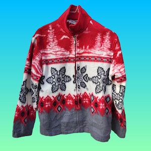 Upcycled Patterned Vintage Fleece Jacket - Women&#39;s Small