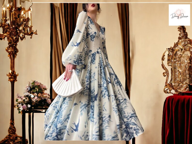 Boho Long Sleeve Floral Print Dress main image 0