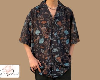 Short Sleeve Tops | Comfortable Floral Print | Men's Buttoned Outfit