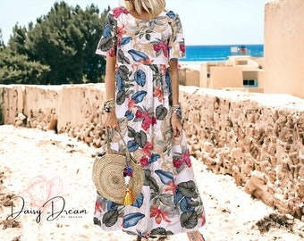 Women's Boho Sundress | Beachwear Floral Robe | Outdoor Clothing