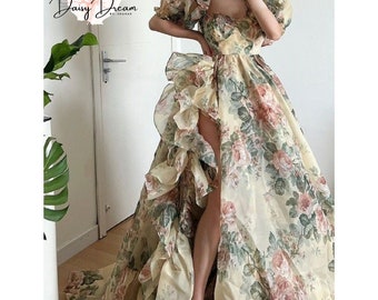 Ladies Floral Evening Gown | Party Night Long Dress | Women One Suit Clothes