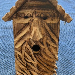 Wood Spirit cedar carved birdhouse