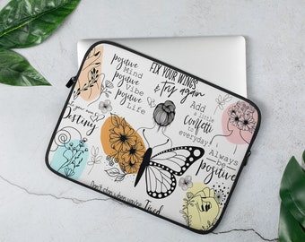 Butterfly Laptop Sleeve Butterfly Design Laptop Cover Butterflies Tablet Protector Self Care Laptop Cover Self Love Laptop Sleeve