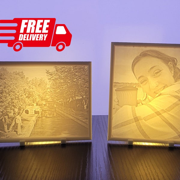 Personalised lithophane photo panel - light up photo gift