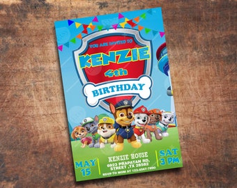 Kids birthday invitation, party invites, birthday card, custom order
