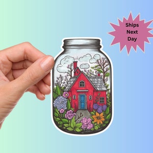 Mason Jar Floral Vinyl Stickers - Watercolor Bouquet Decals for Laptop & Water Bottle, Die Cut Flower Sticker, Handmade with Alcohol Ink