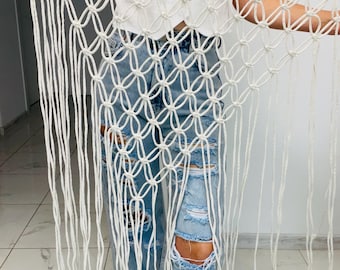 Handwoven Macrame Skirt: Bohemian Beach Cover-Up with Natural Belt