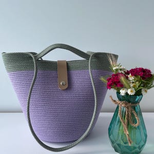 Tote cotton cord bag, sammer bag, tote bag, shoulder bag, cord bag, handmade bag, purple bag