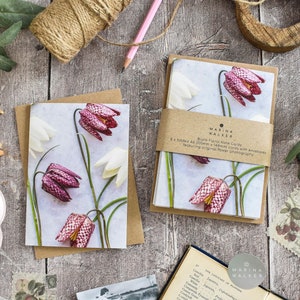 Tarjetas con notas de fritilarias, tarjetas de felicitación con flores, tarjetas de felicitación con flores silvestres, tarjetas de cumpleaños con flores, tarjetas con notas en blanco, paquetes de tarjetas múltiples
