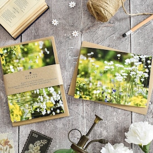 Tarjetas con notas con flores verdes y amarillas, tarjetas de felicitación florales, tarjetas de felicitación botánicas, tarjetas de cumpleaños florales, tarjetas con notas en blanco, paquetes de tarjetas múltiples