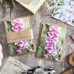 Tarjetas con notas de dedalera, tarjetas de felicitación florales, tarjetas de felicitación botánicas, tarjetas de cumpleaños florales, tarjetas con notas en blanco, paquetes de tarjetas múltiples