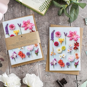 Notitiekaarten zomerbloemen, wenskaarten met bloemen, blanco kaarten, set wenskaarten, set met meerdere kaarten of enkele kaart