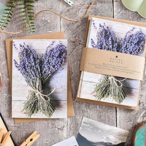 Tarjetas con notas fotográficas de lavanda, tarjetas de felicitación florales, tarjetas de felicitación botánicas, tarjetas de cumpleaños, tarjetas con notas en blanco, paquetes múltiples o tarjetas individuales