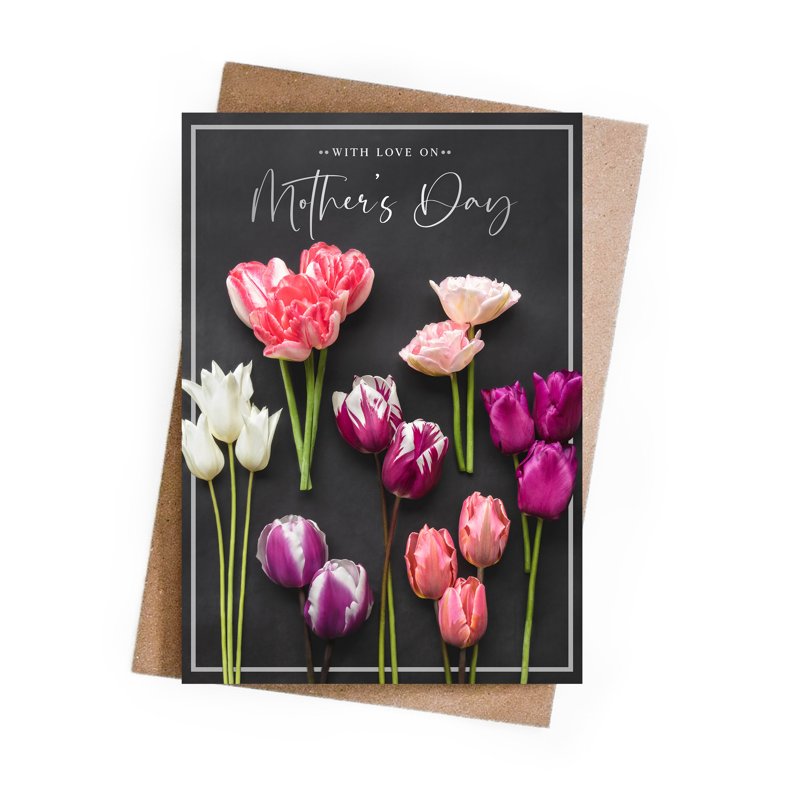 Mother&#39;s Day Card, Happy Mother&#39;s Day Card, Floral Mother&#39;s Day Card, Mothering Sunday Card, Tulips Card, Card For Mum, Silver Foiled