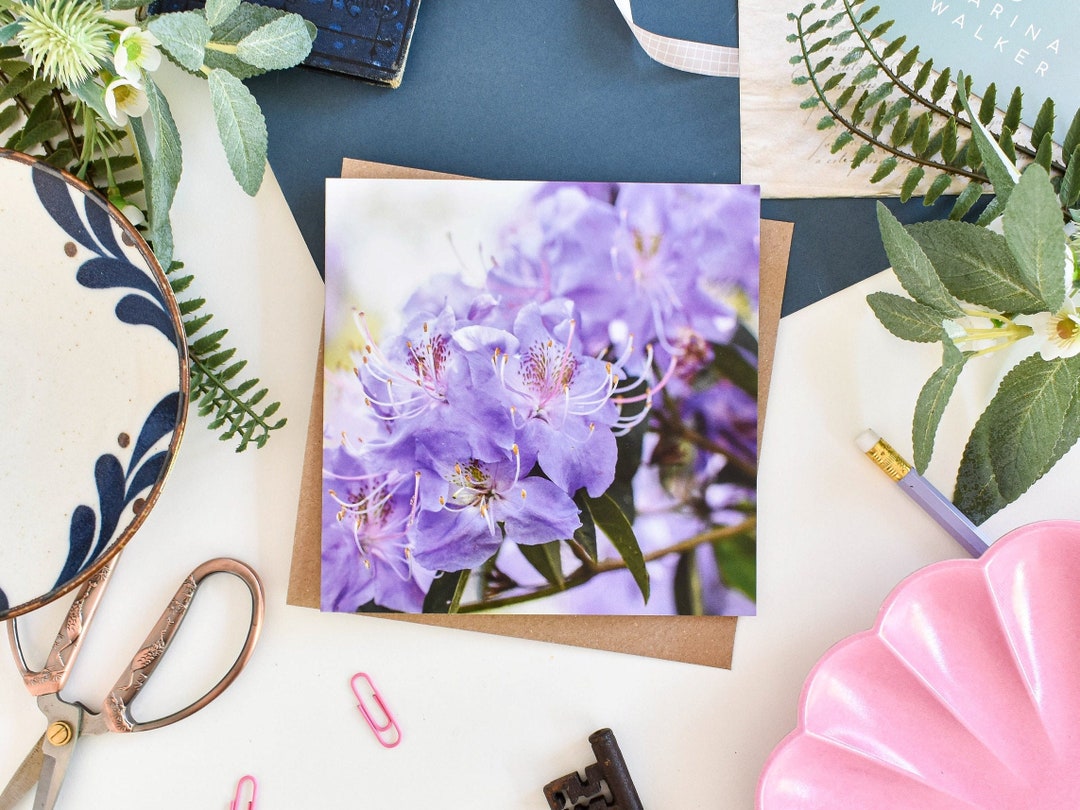 Azalea Floral Greeting Card: Purple Rhododendron, Blank Inside - Etsy